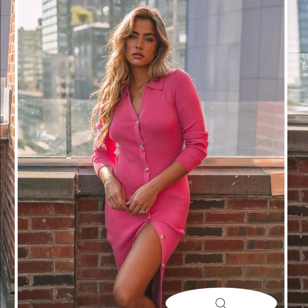 Collard button down knit midi dress